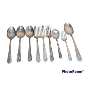 Lot 9 Regent Sugar Soup Spoon Fork Wm Rogers Vintage Silverplate Flatware